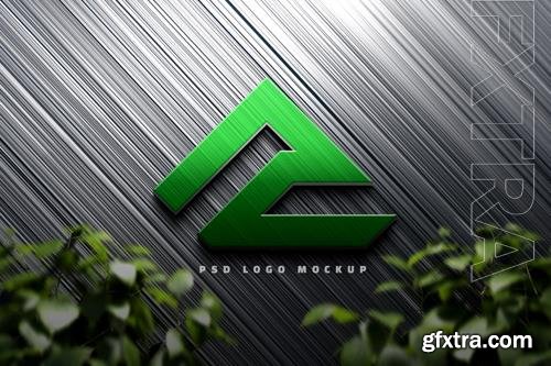 PSD 3d realistic colorful logo mockup or 3d logo mockup on wall background