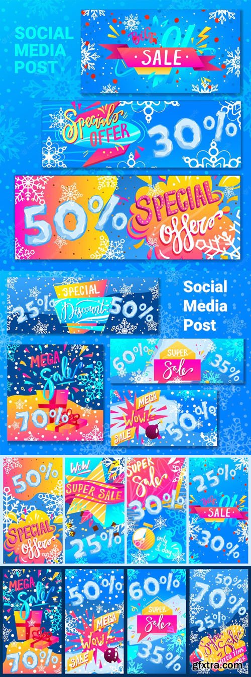 Winter Sales & Discounts Festival - Vector Templates