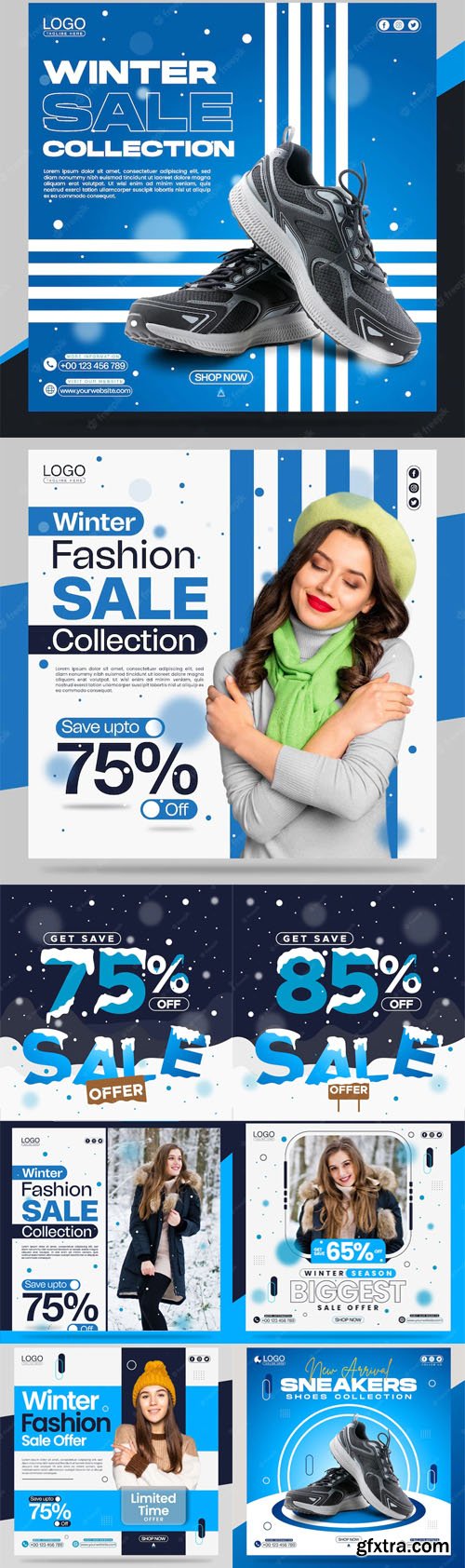 10+ Winter Season Sales Social Media Posts Vector Templates