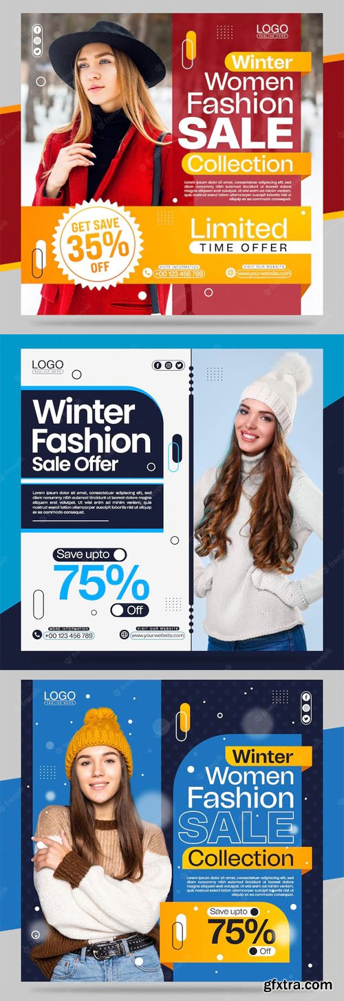 10+ Winter Season Sales Social Media Posts Vector Templates