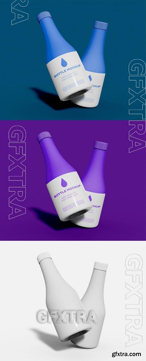 Two Glossy Juice Bottles Mockup 527709074