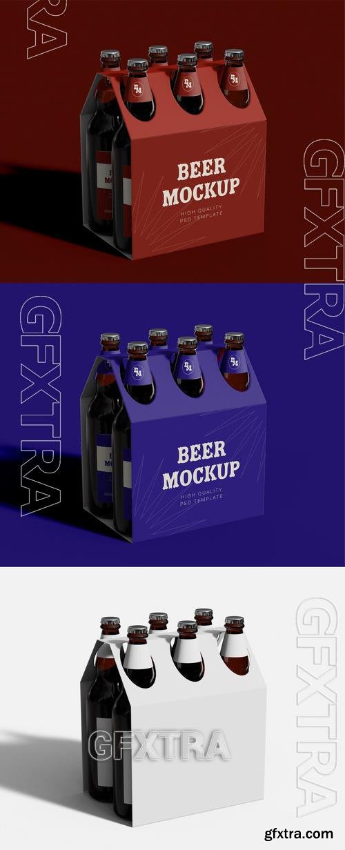 Six Pack Cardboard Beer Bottles Mockup 527709063