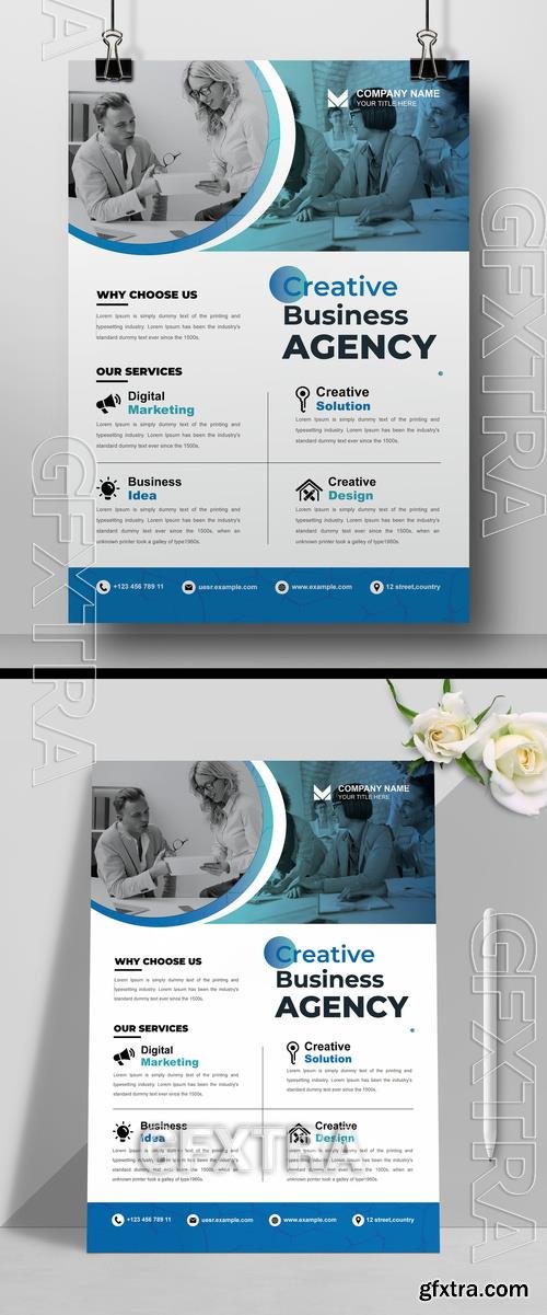 Business Flyer Layout with Blue Accents 525909325