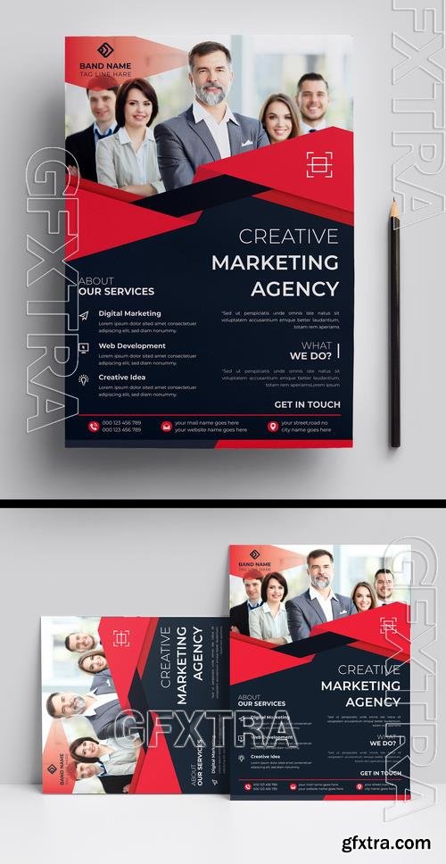 Multipurpose Flyer Layout with Red Accent 525397798