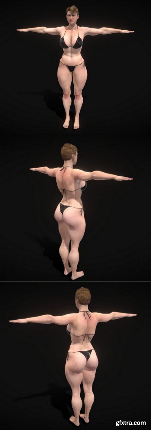 Fitness Muscular Woman ( Rigged ) 3D Model