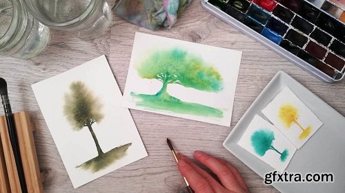 Flowy watercolor trees - Discover the magic of your supplies!