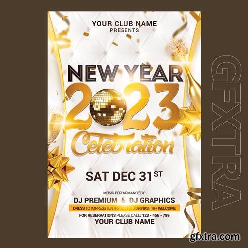 Happy new year flyer 2023 psd editable template