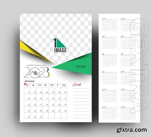 Vector 2023 calendar happy new year design with sapce of your image vol 2