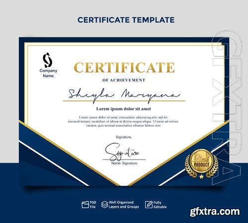 PSD certificate template modern blue gold