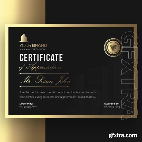 PSD certificate template elegant black golden psd