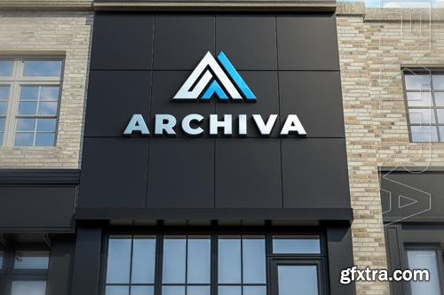 PSD logo shop sign mockup black store realistic 3d