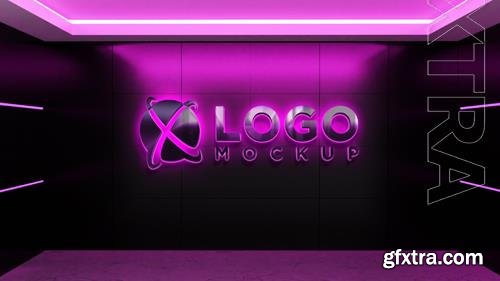 PSD pink neon light effects logo mockup