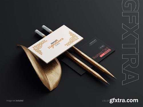 PSD business cards and pencil mockup with letterpress effects vol 2