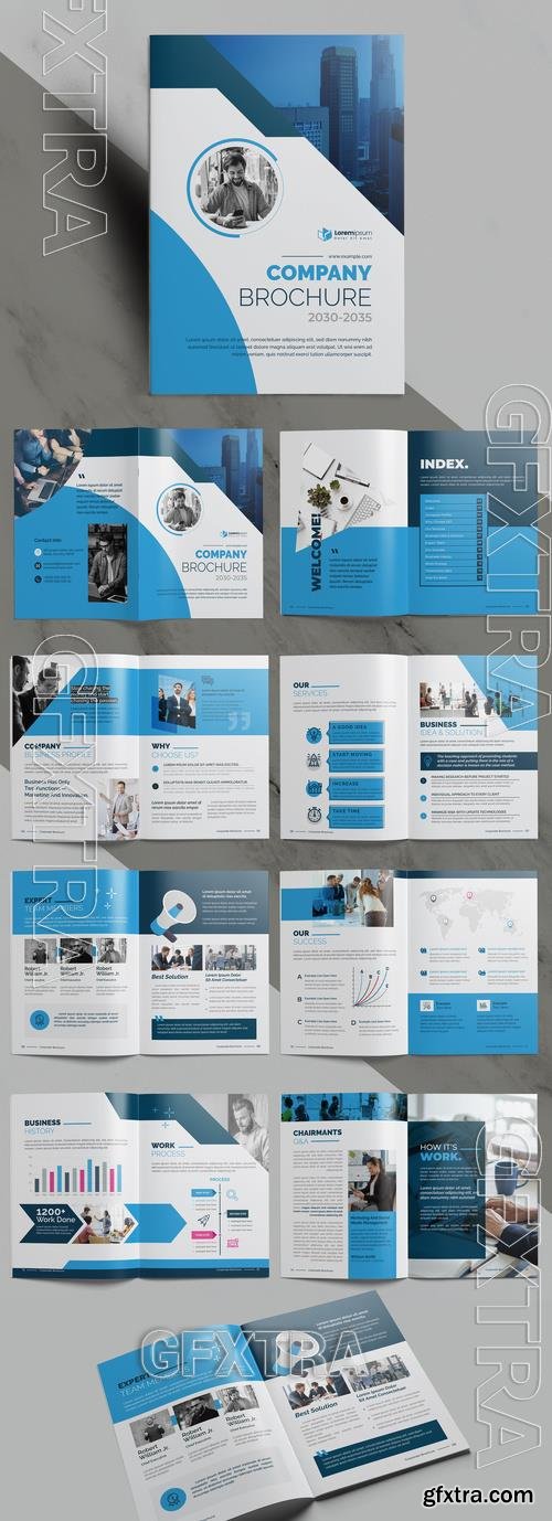 Corporate Brochure Template with Blue Accents 504455205