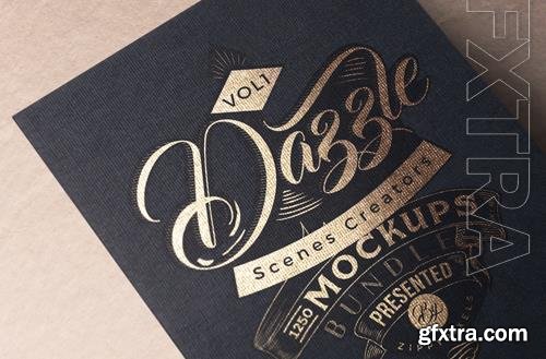 PSD gold foil effect paper logo mockup