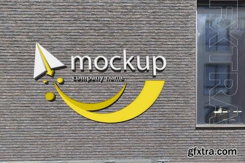 PSD exterior sign mock-up on modern building wall