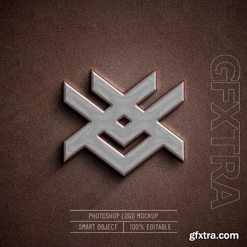 PSD 3d realistic logo mockup on concrete wall