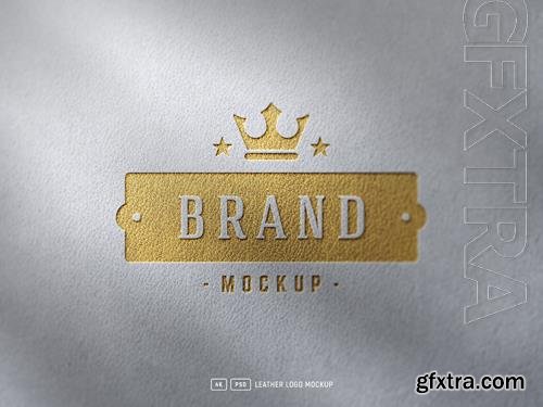 Luxury gold foil debossed logo mockup on white kraft paper