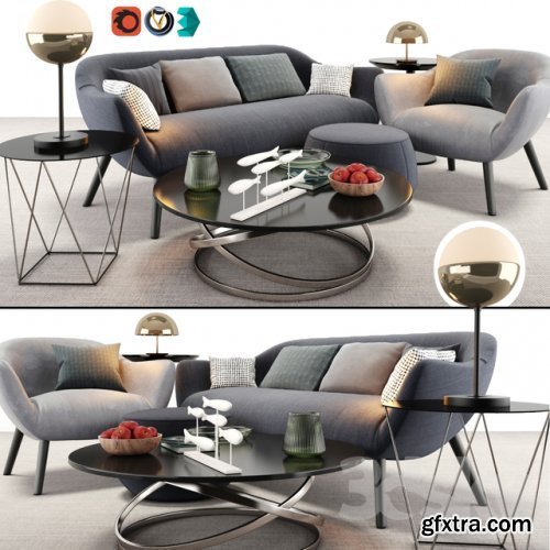 Poliform Mad Sofa Chair Set 3d model