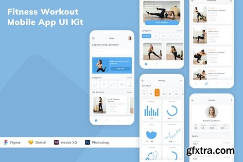 Fitness Workout Mobile App UI Kit CFPDWLP