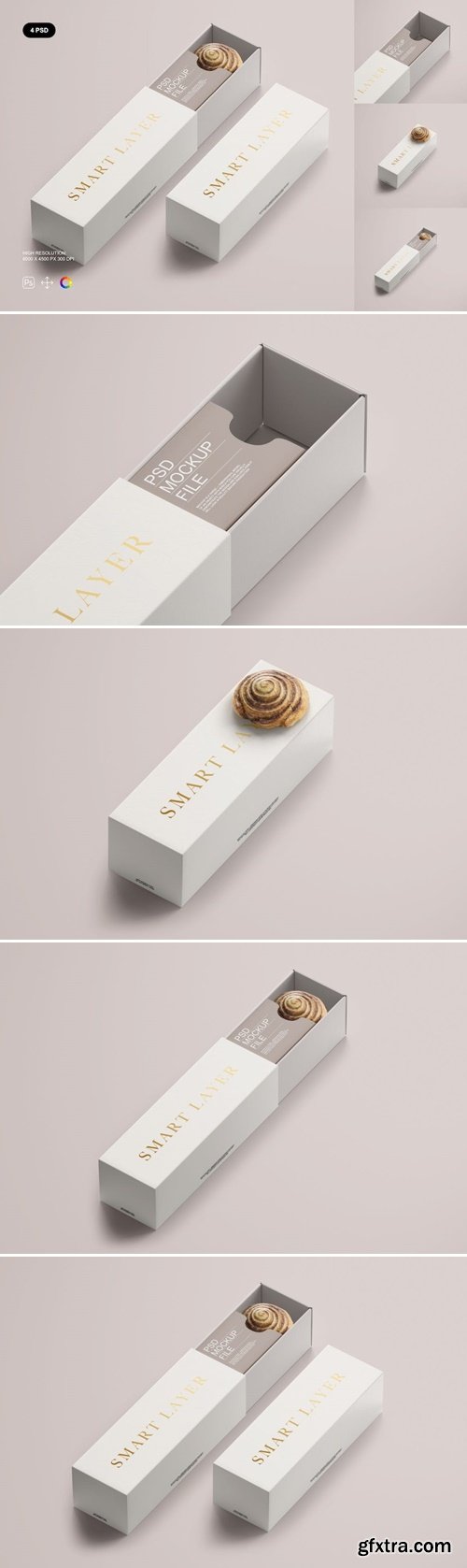 Paper Box with Cookies Mockup Set XT64ERZ