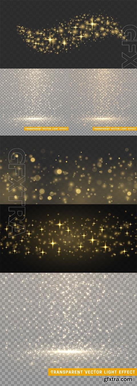Vector glowing glitter light effects isolated realistic, christmas decoration design element