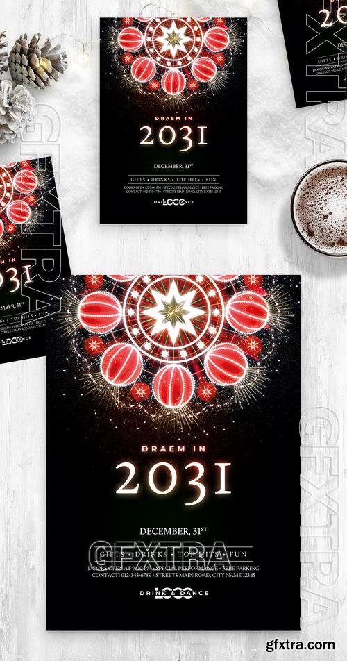 Festive Christmas Nye New Year Flyer Poster Layout 532852012