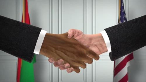 Videohive - Burkina Faso and USA Partnership Business Deal. National Government Flags. Official Diplomacy - 42343885 - 42343885
