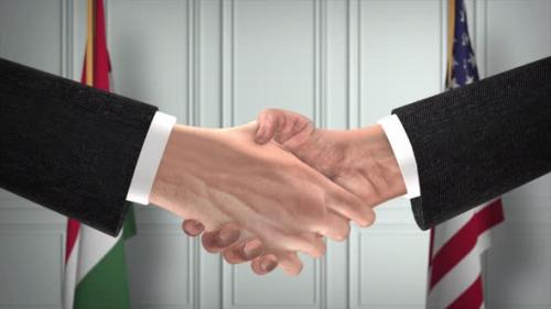 Videohive - Hungary and USA Partnership Business Deal. National Government Flags. Official Diplomacy Handshake - 42344214 - 42344214