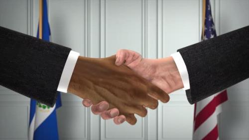Videohive - El Salvador and USA Partnership Business Deal. National Government Flags. Official Diplomacy - 42344221 - 42344221