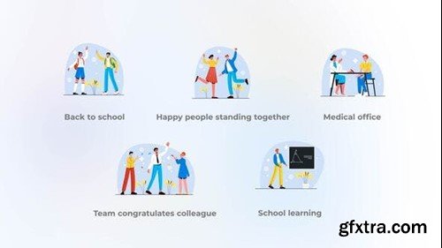 Videohive Happy people standing together - Flat concept 42324801