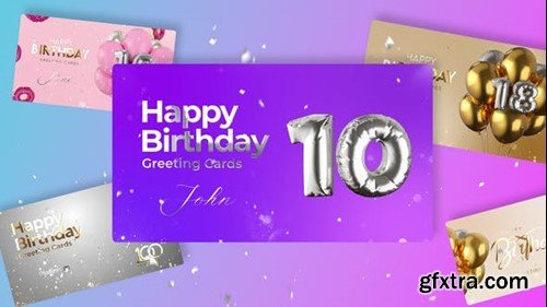 Videohive Happy Birthday Greeting Cards 40194402