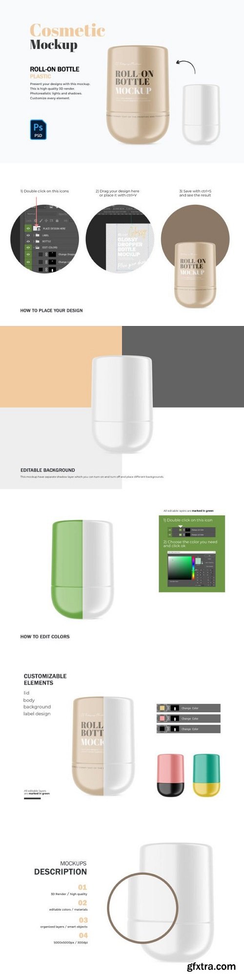 Plastic Roll-on Bottle - PSD Mockup