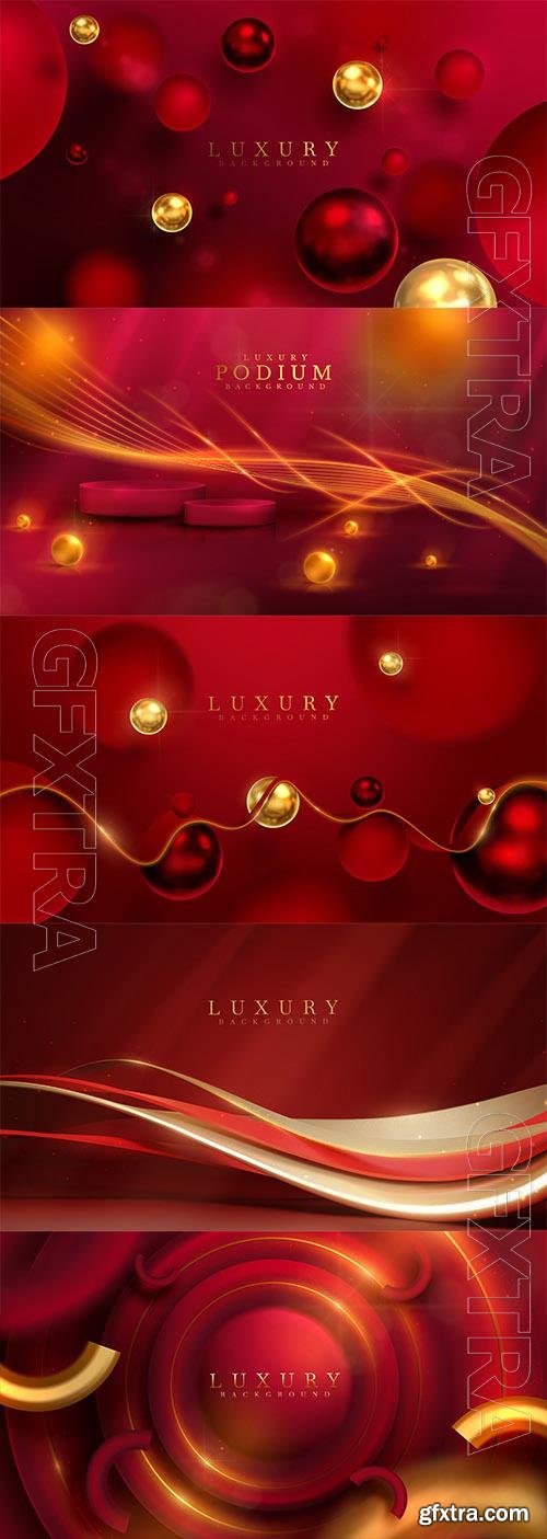 Luxury background and ribbon element and golden ball and blur effect decoration