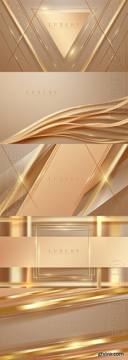 Vector abstract diagonal golden lines with brown luxury background