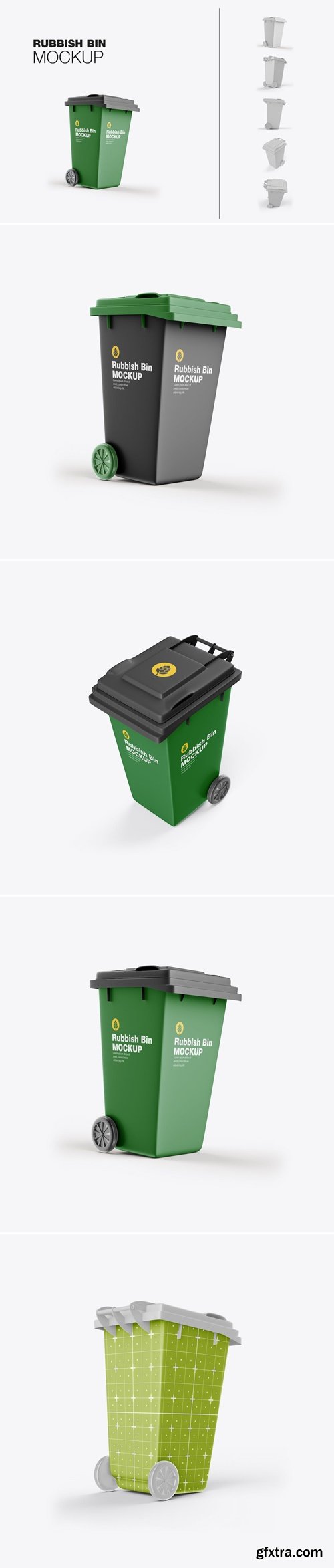 Set Plastic Rubbish Bin Mockup NH8CRN4