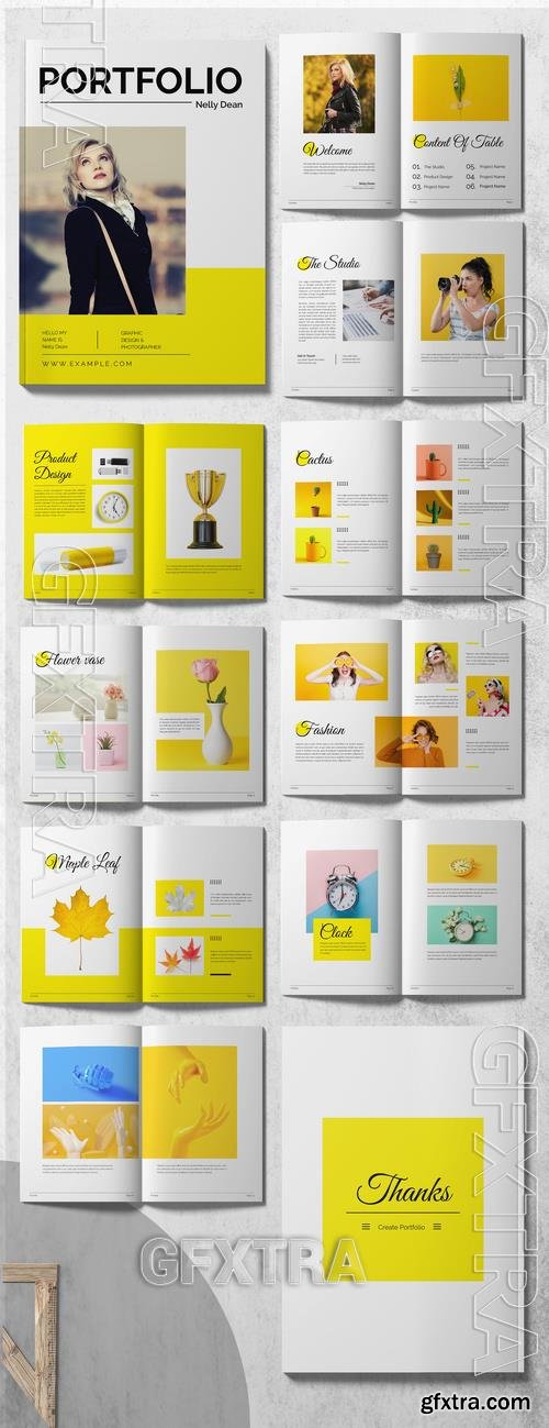 Portfolio or Lookbook Layout with Yellow Accents 517005881