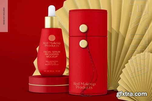 PSD facial serum packaging mockup front view