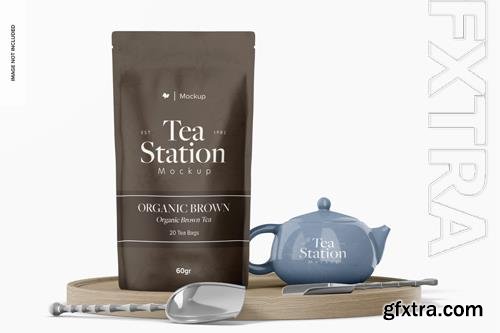 PSD tea pouch packaging mockup front view