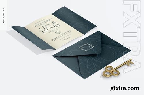 PSD wedding invitation card mockup