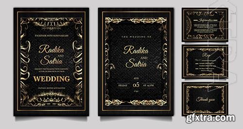 PSD luxury elegant wedding invitation design template set