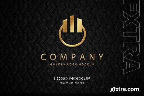 PSD luxury logo gold mockup wall textured