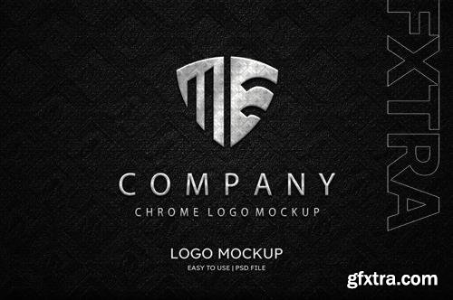 PSD luxury chrome logo mockup