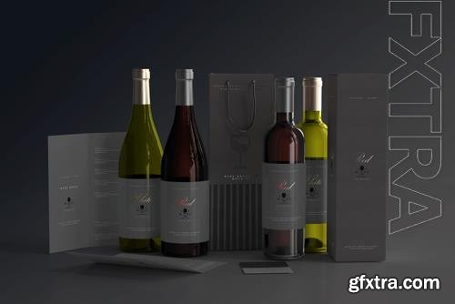 Wine branding mockup scene psd