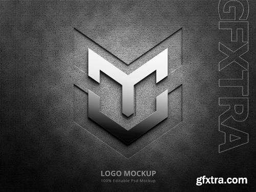 3d silver logo mockup and emboss logo mockup PSD