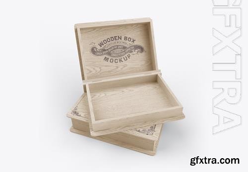 PSD opened wooden box mockup 3d render