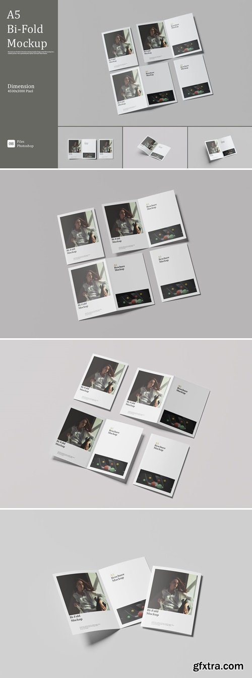 A5 Bi-Fold Brochure Mockup YAFP3FV