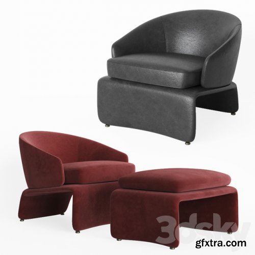 Halley Armchair & Ottoman Set Minotti