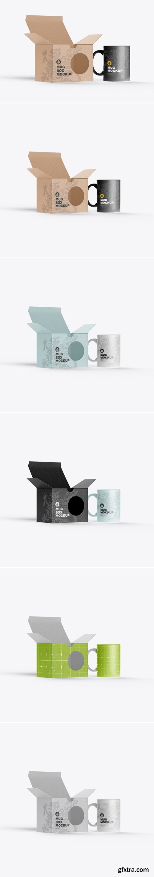 Opened Cardboard Box with Mug Mockup WVEAWSL