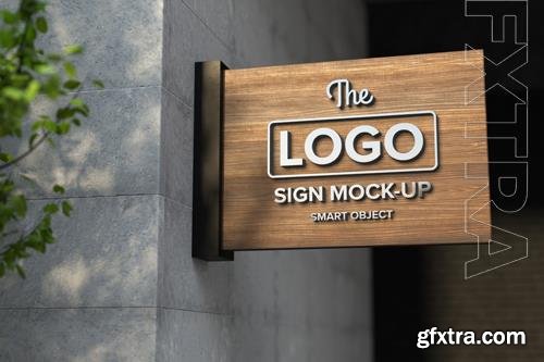 PSD shop sign mockup on concrete wall vol 4